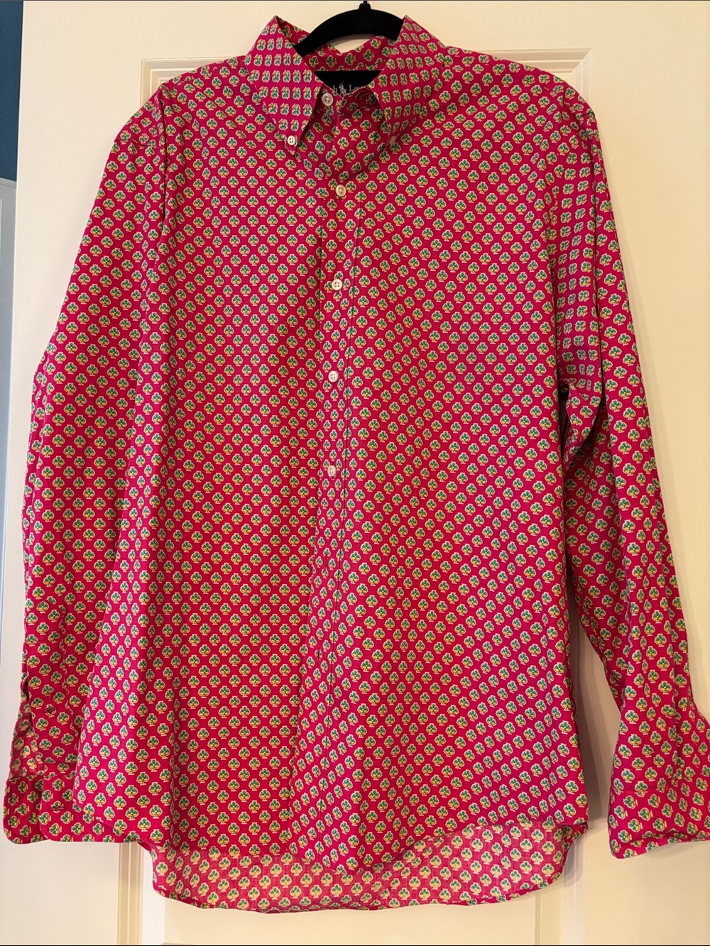 Ralph Lauren Men’s Pink Floral Print Custom Fit Button-Down Shirt
